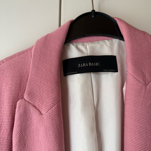 ZARA coat new with woven pattern pink size medium