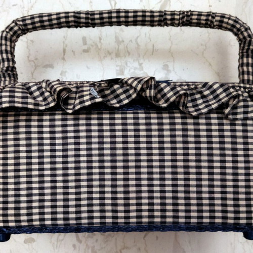 Large Sewing Box with Cotton Checked Fabric
