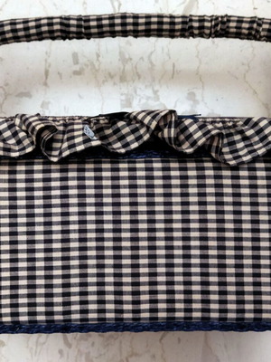 Large Sewing Box with Cotton Checked Fabric