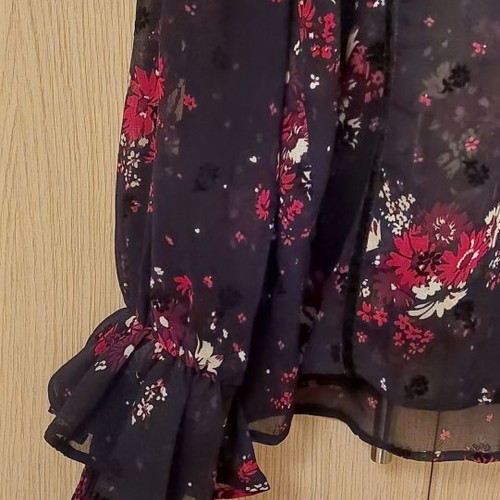 Zara semi-transparent top with ruffles on sleeve like new, black