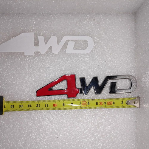 Μεταλλικό σήμα αυτοκινήτου 4WD, 3D ασημί και κόκκινο