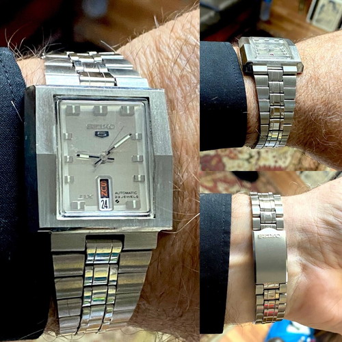 Seiko 5 DX men's watch new, steel, with briolette sapphire