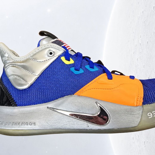 Nike PG 3 NASA Apollo 14 sneakers used, royal blue metallic silver