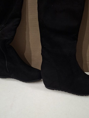 Bozikis black suede over-the-knee boots, size 39