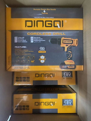DINGQI 105003A 18V Cordless Drill with 2 Batteries 1500mAh New Orange