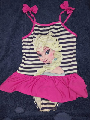 Frozen girls' one-piece swimsuit used, size 134 cm, pink