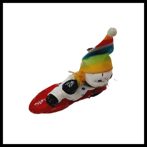 Vintage ceramic clown figurine in cart used, handpainted