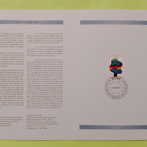 Germany 1998 First Day Cover Stamp, Bonn postmark