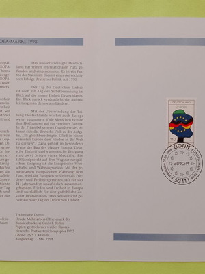 Germany 1998 First Day Cover Stamp, Bonn postmark