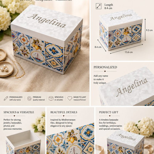 Personalized jewelry storage box with name
