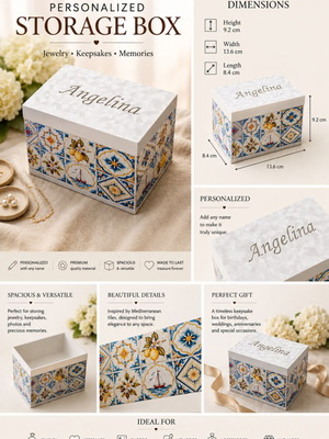 Personalized jewelry storage box with name