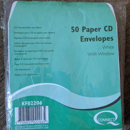Q-Connect Paper CD/DVD Sleeves with Window pack of 50 like new