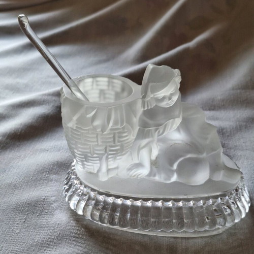 Baccarat style ice crystal jar like new for mustard