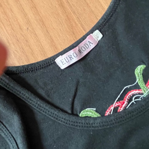 Euromoda top size M like new, black with embroidery and sequins