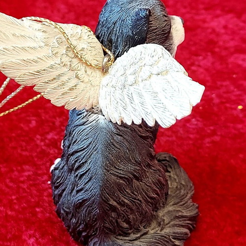Decorative Tuxedo Cat Figurine with Angel Wings like new