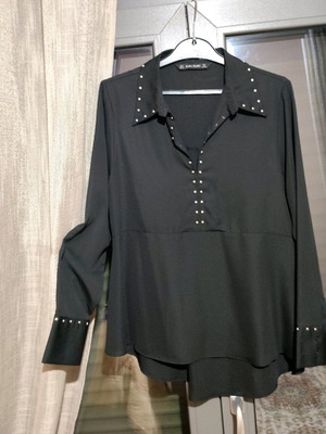 Zara black shirt with A-line and studs like new, size M