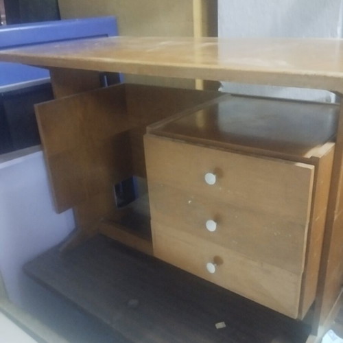 Wooden desk with drawers used, classic design