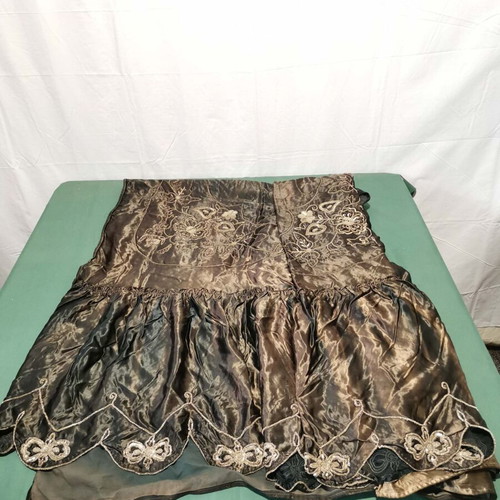 Bedspread for double bed used, black with silver embroidery from 1900