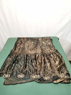 Bedspread for double bed used, black with silver embroidery from 1900