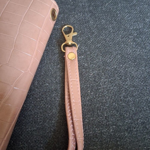 Wallet new with strap, beige, 20 cm