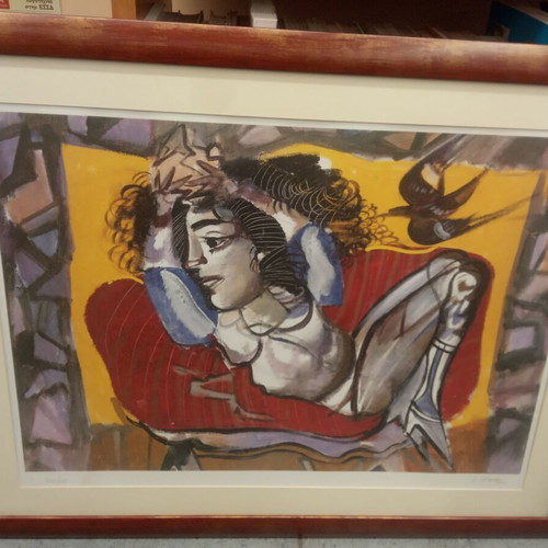 Mytaras Silk Screen Printing Antigone like new, framed 63x80 cm
