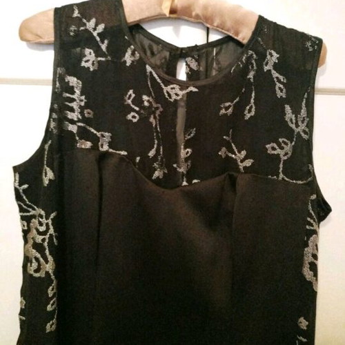 Miss Anne dress and scarf set new, black with silver embroidery