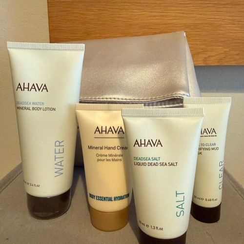 Ahava gift set καινούργιο με mineral body lotion, liquid dead sea salt, mineral hand cream, purifying mud mask