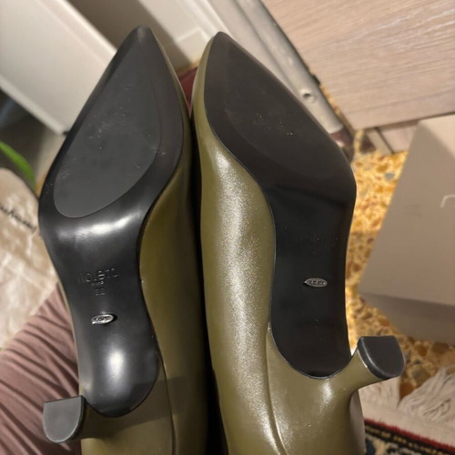 Mango leather ankle boots green, like new, size 38