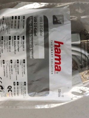 HAMA καλώδιο USB 2.0 1,5μ A-Male σε B-Male καινούργιο