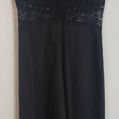 Regalinas black one-piece jumpsuit medium with perforated embroidery like new