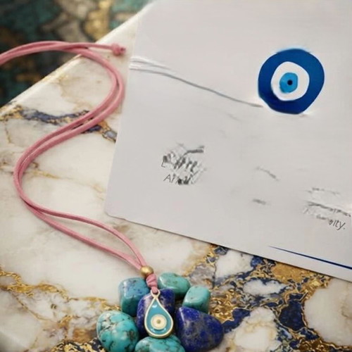 Evil Eye Necklace like new, pink