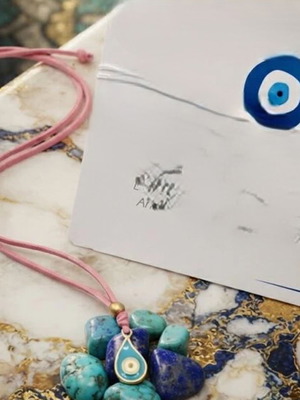 Evil Eye Necklace like new, pink