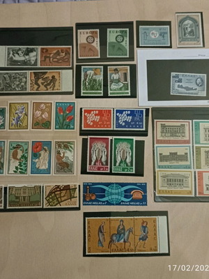 Greek stamps MNI new, 13 unsealed sets