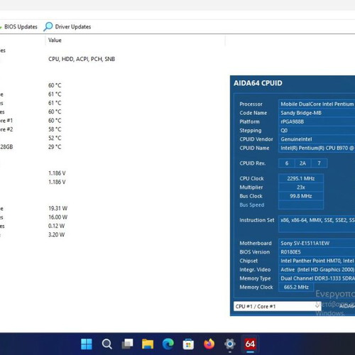 Sony Vaio SVE151D11M laptop with Intel Pentium B970, 8GB RAM, 128GB SSD