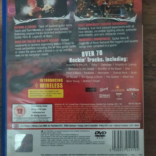Guitar Hero 3 PS2 case like new with manual without CD