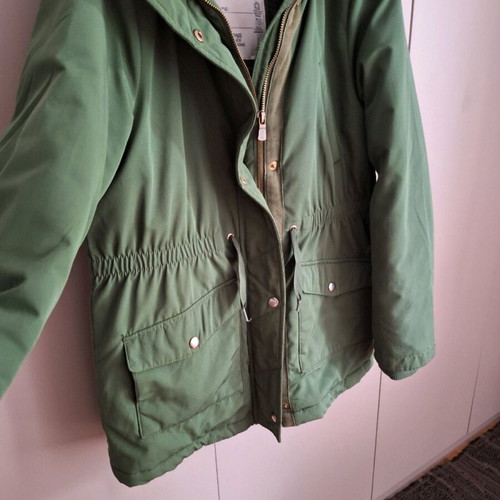 Girls' parka jacket used, cypress green M&S, age 11