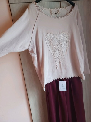Oversize blouse pink nude with sequins new