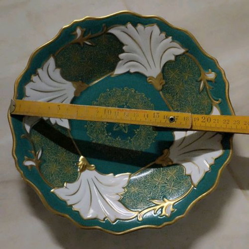 Weimar porcelain plate vintage like new, emerald green with gold