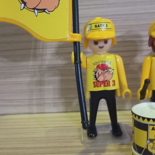 Playmobil Aris Football Fans Figures like new with Flag and Drum