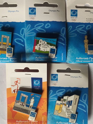 Συλλογή Ολυμπιακών Pins Αθήνα 2004, θέμα Νάξος & Κυκλάδες, σφραγισμένα