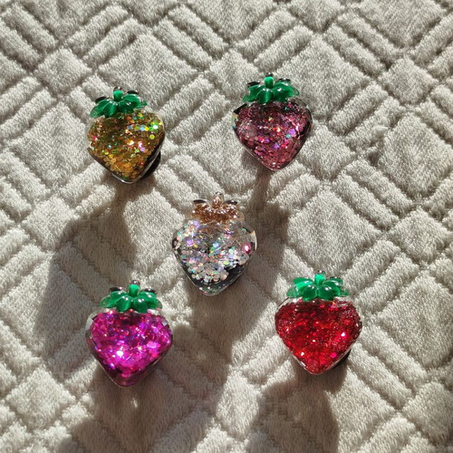 Charms for Crocs new, set of 5 colorful glittery