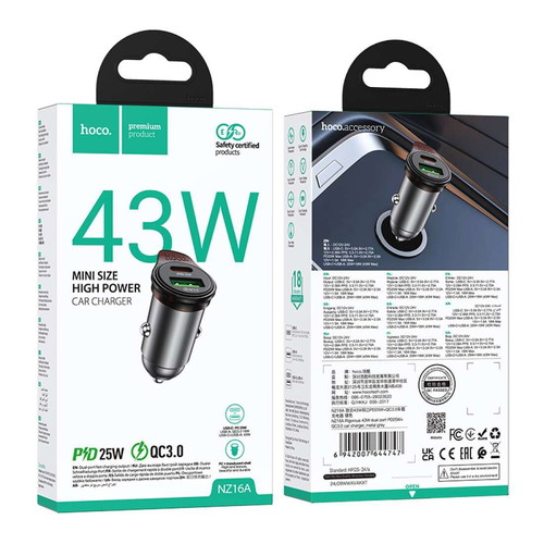 HOCO Mini Car Charger USB-C PD 43W and USB QC3.0 new