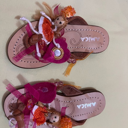 Handmade leather kids' flip-flops new, pack of 3 pairs size 24