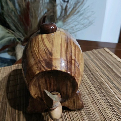 Small vintage ceramic wine barrel like new with wooden stopper