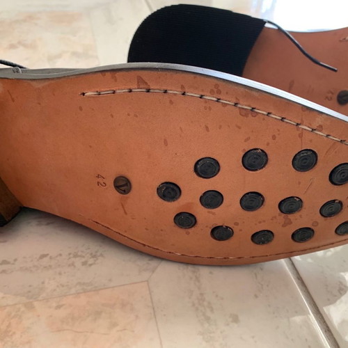 Men's leather stitched shoes new, size 42, black