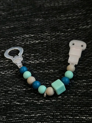 Nattou Pacifier Clip – Teether 25cm blue-light blue-beige