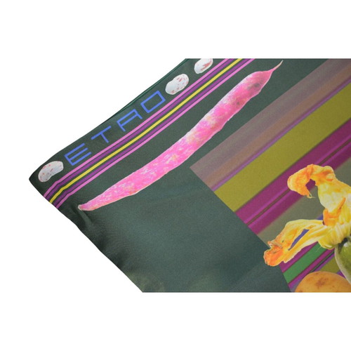 Etro Milano silk scarf used with botanical fruit and vegetable design