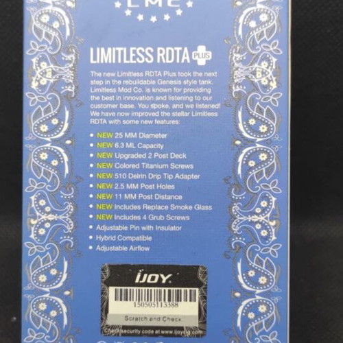 IJOY Limitless RDTA Plus used vape atomizer