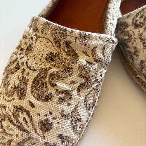 Dots handmade espadrilles used, size 38, beige multicolor