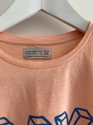 Zara boys' T-shirt, orange, size 13-14 years